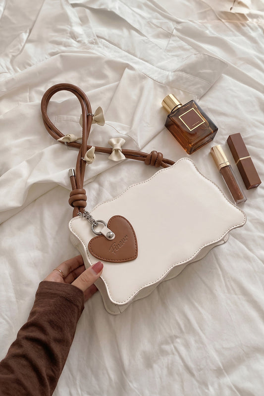 Inaya's Handbag Baggie - Off White (Brown Strap)